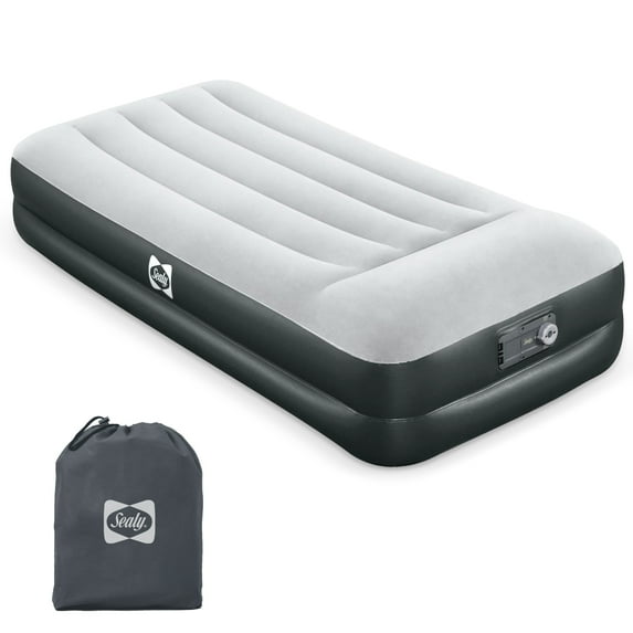 Open Box Sealy 16 Inch Inflatable Mattress Twin Airbed w/ Built-In AC Air Pump