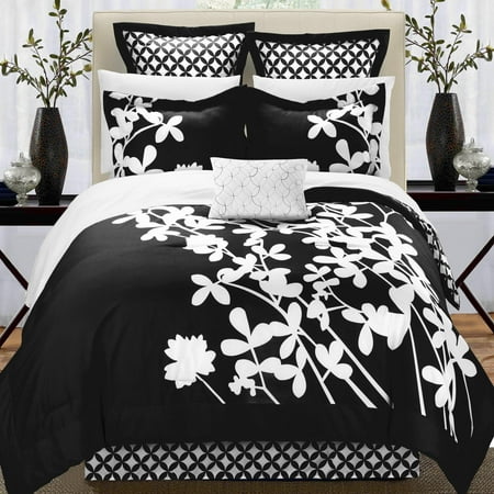 Black White Comforter Sets - Iris Black & White 7 Piece Comforter Bed In A Bag Set