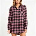 thumbnail image 4 of TRUNZI Women's Button Down Plaid Shirts Long Sleeves Lapel Collar Casual Regular Fit Shackets with Chest Pocket,Hot Pink,Size M, 4 of 8
