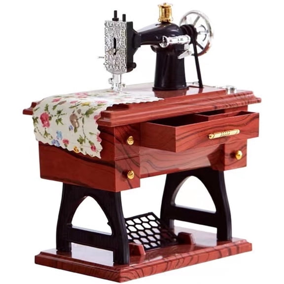 Youersen Retro Sewing Machine Music Box, Vintage Mechanical Clockwork Decor and Musical Gift