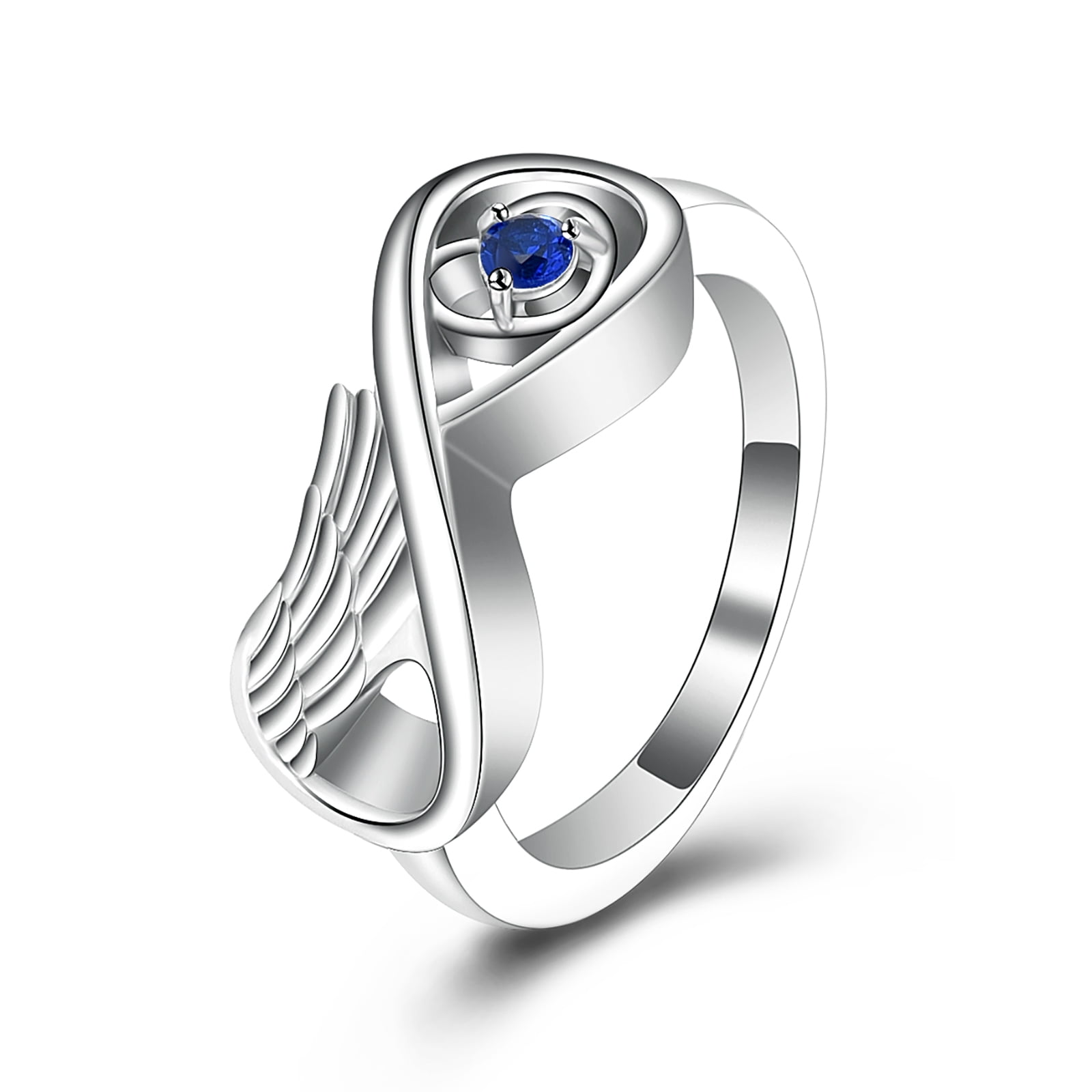 Angel Wing Infinity Love Rings Keepsake Cremation Jewelry for Ashes Holder Memorial Urn Ring for Women