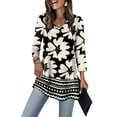 thumbnail image 2 of Blusa OFEEFAN para mujer, casual, estampado floral, cuello en V, manga 3/4, 2 of 5