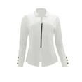 thumbnail image 4 of Xuemjiao Womens Blazers Women's Autumn Solid Color Zippered Cuffs Button Suit Jacket Suits for Women Chaquetas De Mujer Elegantes (White,XL), 4 of 4
