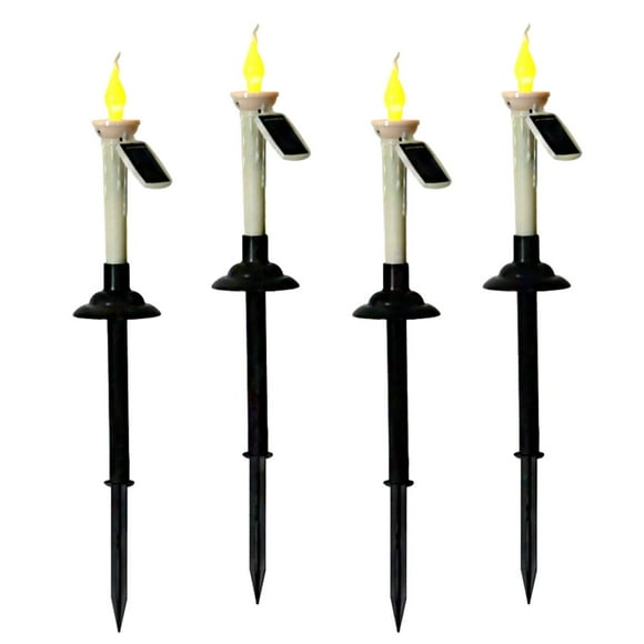 TopLLC Solar Lights Outdoor 4Pcs Solar Candle Lights Halloween, Christmas LED Flameless Pillar Candle Light Outdoor Garden Lights Night Lamp For Patio Decor Waterproof Solar Garden Lights