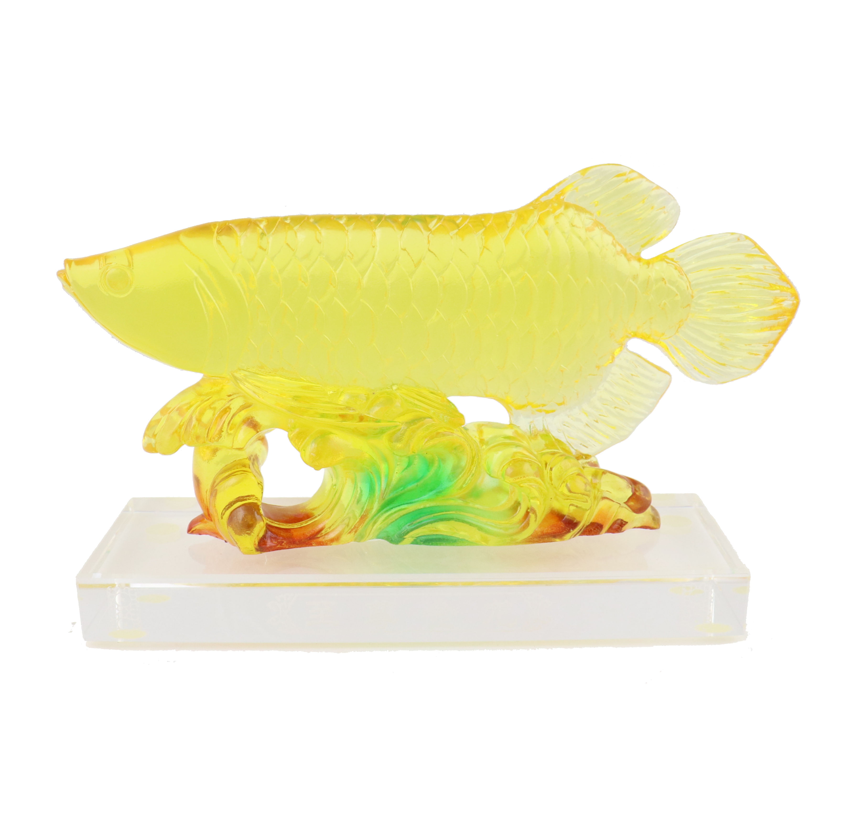 Arowana Dragonfish Clean Hand Blown Glass Gold Crystal  Art Craft  Aquarium Fish 