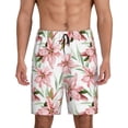 thumbnail image 3 of Lsque Lilies Flowers Mens Sleep Pajama Shorts,Short Pajama Pants, Cotton Ultra-Soft Knit-Large, 3 of 9