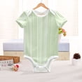 thumbnail image 6 of Light Green Stripes with White Lace Pure Cotton Bodysuit Short Sleeve Pajamas One-Piece Romper Unisex 3 Months, 6 of 6