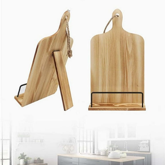 YingYouFu Wooden Recipe Rack Countertop Menu Stand - Wall-Mounted Kitchen Reading Stand, Solid Wood Bookshelf for Recipe Organization, Convenient for Cooking, Countertop Use
