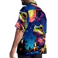 thumbnail image 3 of Starry Sky Frog Men's Hawaiian Shirt, Short Sleeve Printed Button Down Beach Casual Tops, Summer Spread Collar Men's Shirts, 3 of 6