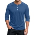 thumbnail image 2 of Men's Comfortable Raglan Tshirt Classic 3/4 Sleeve Henley Tops Fall Big and Tall Shirts Button Up Clothing, 2 of 7