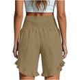 thumbnail image 6 of QTBIUQ Women Shorts with Pocket Ruffled High Waist Elastic Waist Solid Color Casual Summer Shorts, 6 of 7