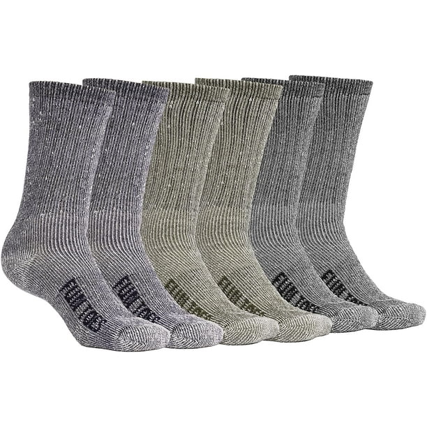 Men's Merino Wool Socks 6 PAIRS Value- Lightweight,Reinforced-Size 8-12
