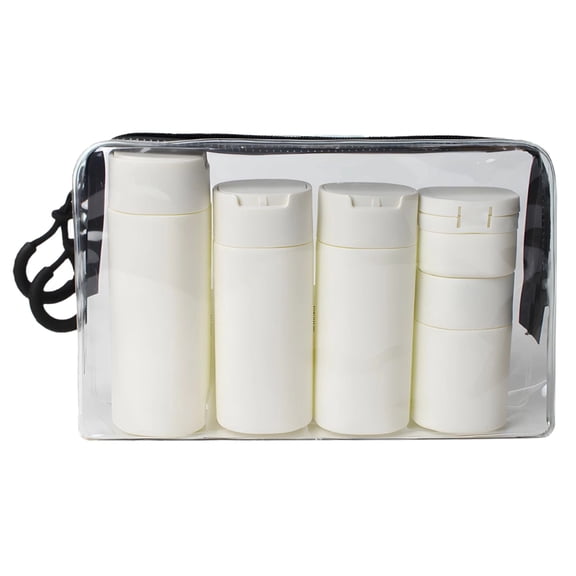4 Pcs Travel Bottles Set, with TPU Organizer Bag, Lotion Shampoo Bottles for Travel Toiletries, White