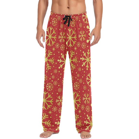 GZHJMY Chrismas Snowflake Pajama Pants for Men, Lounge Pants Lightweight Men Pajama Bottoms with Drawstring Pockets, Christmas New Year Birthday Gifts, Large