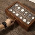 thumbnail image 4 of Uten 12-Slot Solid Wood Watch Box with Real Glass Top, Luxury Display Storage Case & Organizer for Men, Brown, 4 of 12