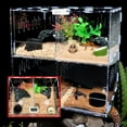 thumbnail image 4 of 4 Grids Acrylic Reptile Cage with Thermometer, Multiple Ventilation Holes, Upper Flip Cover, Mortise Lock, Insect Cage for Spiders, Horned Frogs, Geckos, Snakes, 4 of 7