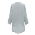thumbnail image 4 of hxobax Women's Plus Size Pullover Tops Casual Loose Linen Tunic Shirts Oversized Long Sleeve Tshirts, 4 of 5