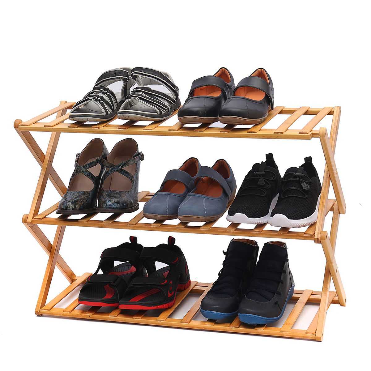 Natural Colored Pine 3-Tier Shoe Rack