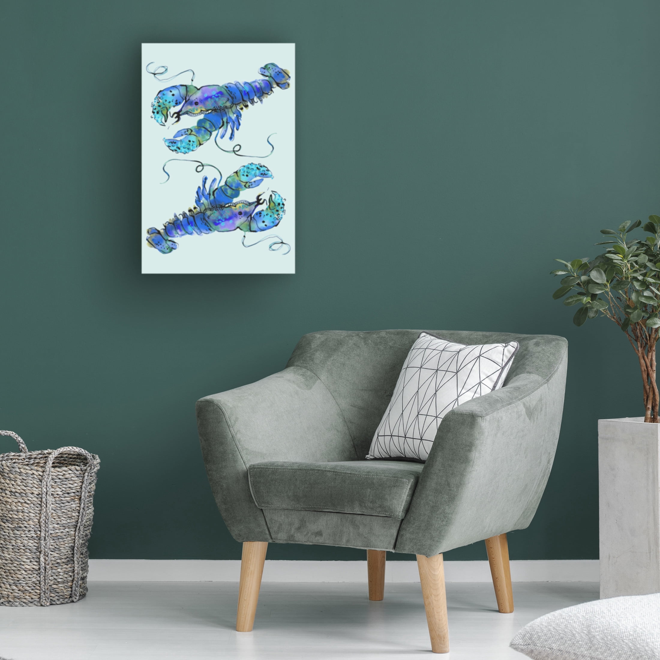 Trademark Fine Art Ania Zwara  Lobsters On Azure Canvas Wall Art