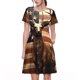 thumbnail image 1 of Disketp Deer American Flag Vintage para Vestido de Manga Corta para Mujeres, Vestidos de Verano para Mujeres, Casual y Holgado para la Playa, 1 of 6