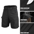thumbnail image 4 of FEN AI Black Cargo Shorts Men Rip Stop Shorts Stretch Outdoor Quick Dry Trousers Wear Resistant Work Hiking Fishing Short, 4 of 12