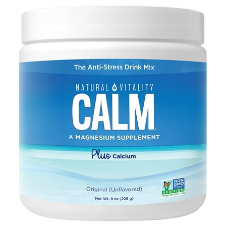 Natural Vitality Calm Anti-Stress Drink Mix, Magnesium Plus Calcium Supplement, Unflavored, 8 Oz