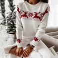 thumbnail image 2 of Women's O Neck Elk Snowflake Christmas Xmas Pullover Sweater Knit Tops Blouse Cable Knit Long Cardigan Heavy Girls Winter Coat, 2 of 8