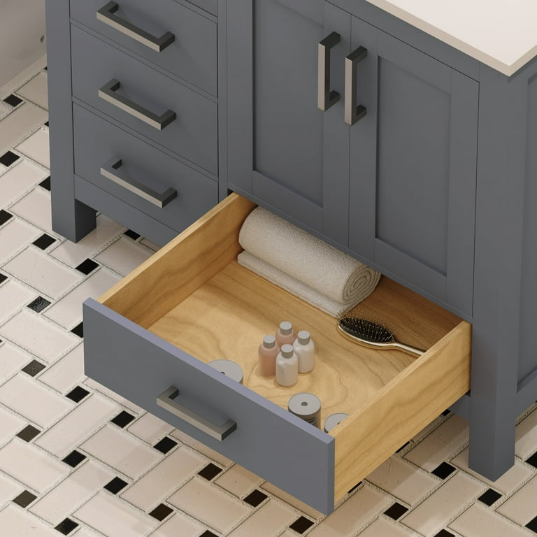 Ayna Decors Rooh 36 Inch Charcoal Grey Bathroom Vanity