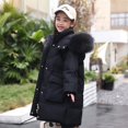 thumbnail image 1 of Chaqueta de plumón para niños medianos y grandes, abrigo de invierno con capucha grueso para niñas, estilo coreano, estilo mediano y largo, novedad de 2024, 1 of 3