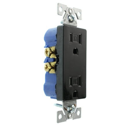 Receptacle Duplex Outlet - Hubbell RRD15SBKTRZ Duplex Decorator Receptacle Outlet, TR, 15-Amp, 120-Volt, Black