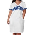 thumbnail image 2 of Geneseo-Vestido largo con bolsillo para mujer prenda curvada y holgada con letras universitarias, 2 of 6