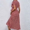 thumbnail image 5 of Vestido de Manga Corta para las Mujeres Corbata de Impresión Casual Cuello en V Irregular, Vestido de Verano para las Mujeres, 5 of 5