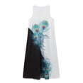 thumbnail image 3 of OYYN Dresses for Women Peacock Feather Print Maxi Dress Sleeveless Split Neck Loose Casual Long Flowy Dress With Pockets, 3 of 5