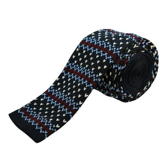 Navy Blue, Burgundy Striped w/ Designs Men's Knit Tie