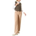 thumbnail image 2 of CHALCO INSPIRADOR Chaleco de Lino para Mujeres Sin Mangas con Cierre de Botones y Escote en V para Trabajo Formal 2XL Marrón, 2 of 5
