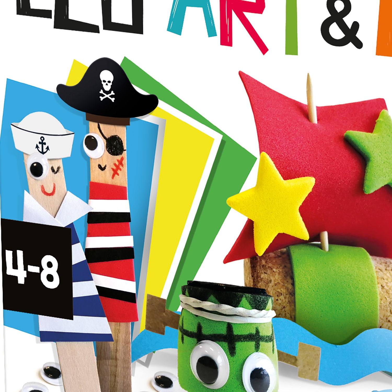 Headu: Eco Art & Craft - Transform Recyclables Into Creations, DIY Characters & Objects, Paper Patterns, Corks, Wood Sticks, Stickers, Foam, Kids 4+