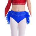 thumbnail image 5 of Raenseen Kids Girls Shiny Dance Crop Top and Feather Briefs Skirt Sparkly 2 Piece Jazz Ballet Gym Dance Outfit Blue 6, 5 of 7