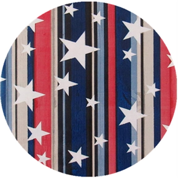Red White Blue Stars Stripes 60" Round Vinyl Tablecloth Flannel Backing