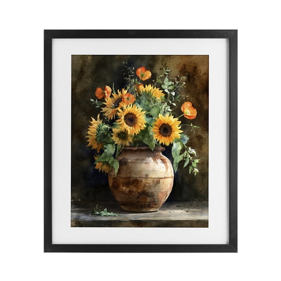 Stupell Industries Traditional Rustic Sunflower Display Black Framed Print Under Glass, 13 x 16, by Franklyn Gregory