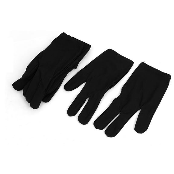 4 Pairs Black Elastic Billiard 3 Fingers Gloves for Pool Cue