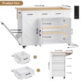 thumbnail image 3 of Homfa 41'' Movable Kitchen Island with Drop Leaf & Power Outlet, Island Table on Wheels with 3 Drawers, Spice Rack and Trash Bin Cabinet, White, 3 of 10