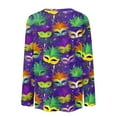 thumbnail image 6 of Mardi Gras Shirts Womens Carnival Long 3/4 Sleeve Green T Shirts Crew Neck Glitter Holiday Tops Dark Purple L, 6 of 6