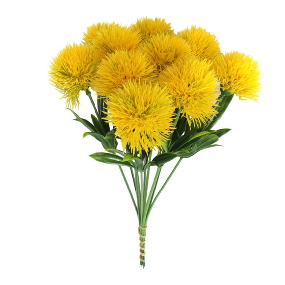 Kripyery 10 Bunches Simulated Dandelion Flower Ball Lifelike Odorless No Maintenance Silk Artificial Flowers for Home Hotel Decoration