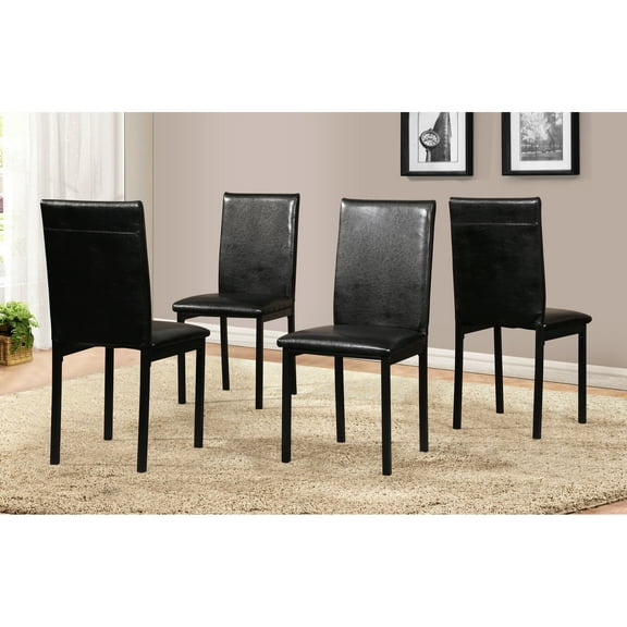 4 Black Dining Chair With Faux Leather Upholstered Seats And Metal Bases 4 Chairs In Seat Cushions & Frames