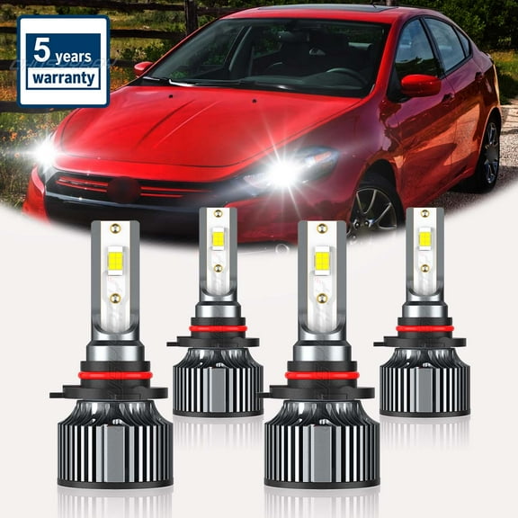 4x 9005 for Dodge Charger 2016 2019 2020 LED Headlight High Low Beam Bulbs Kit 6500K Super Bright