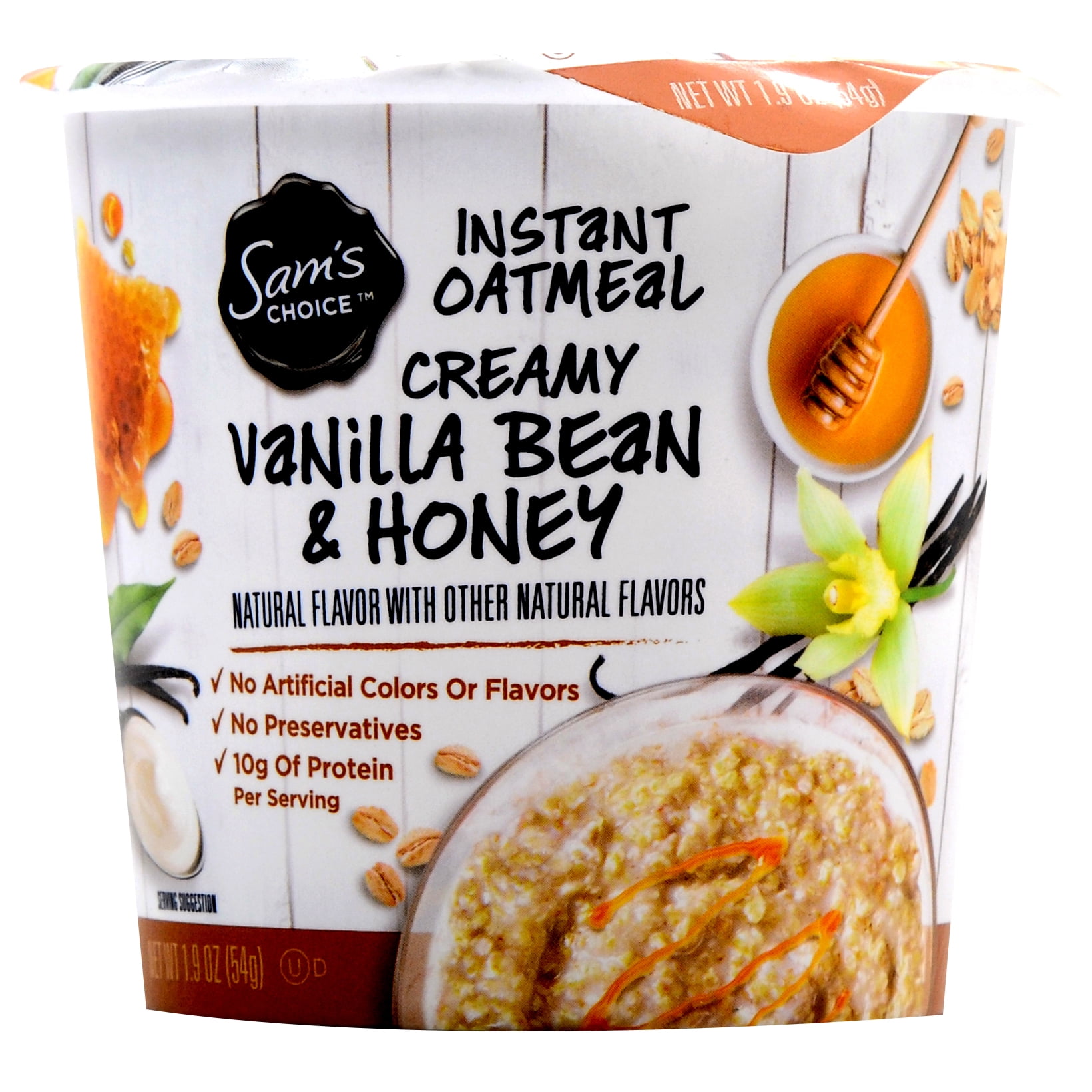 Sam's Choice Instant Oatmeal Cup, Creamy Vanilla Bean & Honey, 1.9 oz