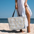thumbnail image 3 of Wukai Daisies Flowers Print Zipper Bag,large Beach Tote Bag,Waterproof Sandproof Bag,Grocery and Picnic Tote Travel Bag, 3 of 5