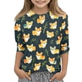 thumbnail image 3 of Grblisyd Girls Shirts Size 10-12 3/4 Sleeve Cute Animal Print T Shirts Kids Crewneck Casual Tops Graphic Tees, 3 of 6