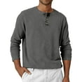 thumbnail image 2 of Resicozy Men's Henley Shirts Long Sleeve T-Shirts Casual Fashion Pullover Shirt Soft Stretch Basic Tee Fall Top Gray L, 2 of 7