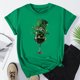 thumbnail image 2 of El Día de San Patricio Manga Corta Cuello Redondo Suéter Casual Top, Ligero 95% Poliéster 5% Blusa de Spandex para Vacaciones Y Uso Diario, Tops de Mujer Casual, 2 of 5